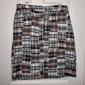 Marina Luna Madison Patchwork Madras Plaid Skirt Cotton Womens Size 10